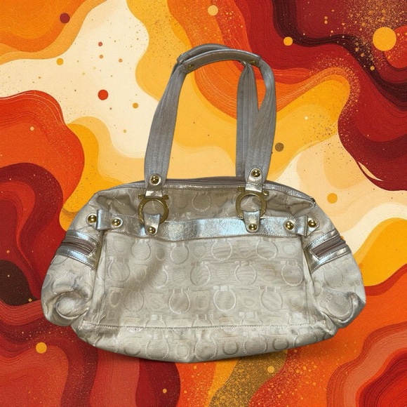 Salvatore Ferragamo Beige‎ Handbag with Gold Logo Hardware - Picture 13 of 13